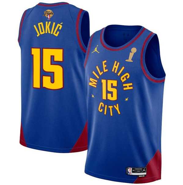 Mens Denver Nuggets #15 Nikola Jokic Blue 2023 Finals Champions Statement Edition Stitched Basketball Jersey->denver nuggets->NBA Jersey